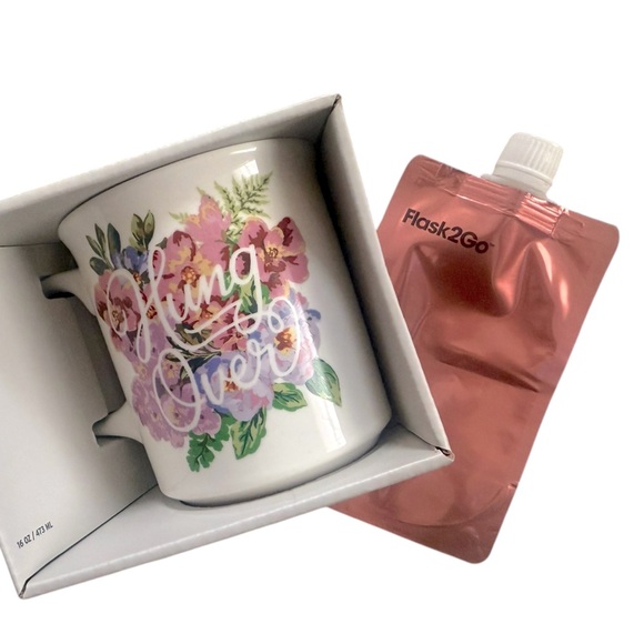 Floral hungover mug & new flask2go (still sealed) little goodie for bachelorette - Picture 1 of 1